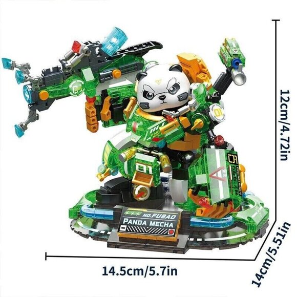 618PCS Green Panda Mecha Building Blocks Creative Luminous Building Bricks - Picture 5 of 6